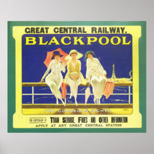Große Zentralzüge Bahnposter Blackpool Poster