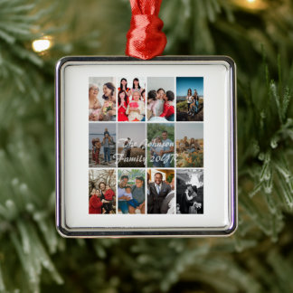 Grosseltern 12 Foto-Erinnerungs-Collage Vorlage Ornament Aus Metall