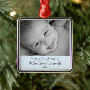 Großeltern 1 Foto Personalisierter Weihnachtsname Ornament Aus Metall