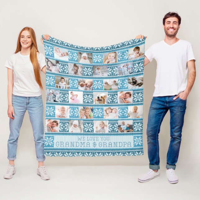 Großeltern 24 Foto Nordic Snowflake Sweater Fleecedecke (Beispiel)