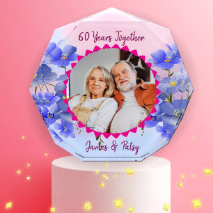 Großeltern 60. Diamantene Hochzeit Blumen-Geschenk Fotoblock