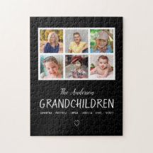 Großeltern 6 Foto Collage Personalisiert Schwarz