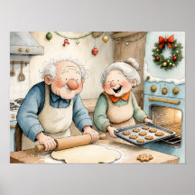 Großeltern backen Weihnachtskekse