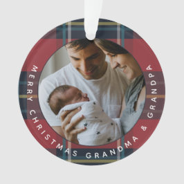 Großeltern Custom 2-Foto Karierter Urlaub Weihnach Ornament