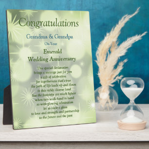 Großeltern Emerald Wedding Anniversary Plaque Fotoplatte