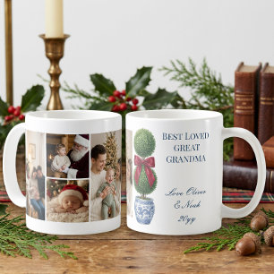 Großeltern-Enkel-Foto mit Topiary-Schleife Kaffeetasse