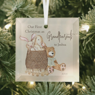Großeltern erstes Weihnachten Teddybär Spielzeugko Ornament Aus Glas