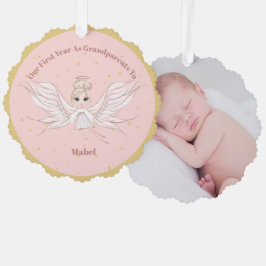 Großeltern Erstweihnachtliches Foto Angel Gold Pin Ornament Karte
