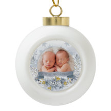 Großeltern First Christmas Blue Gold Floral Foto