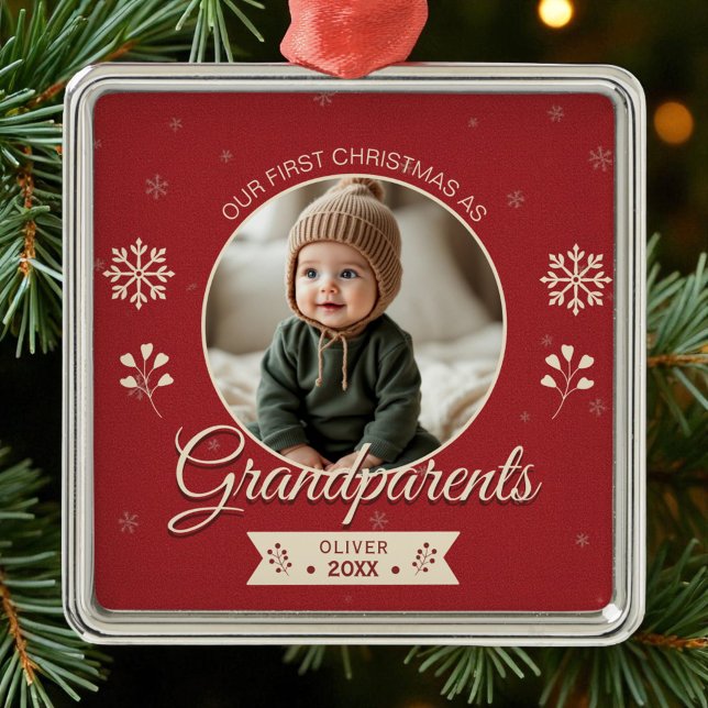 Großeltern First Christmas Custom Foto Ornament Aus Metall (Von Creator hochgeladen)