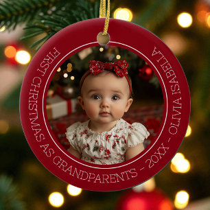Großeltern First Christmas Grandchild Baby Foto Keramik Ornament