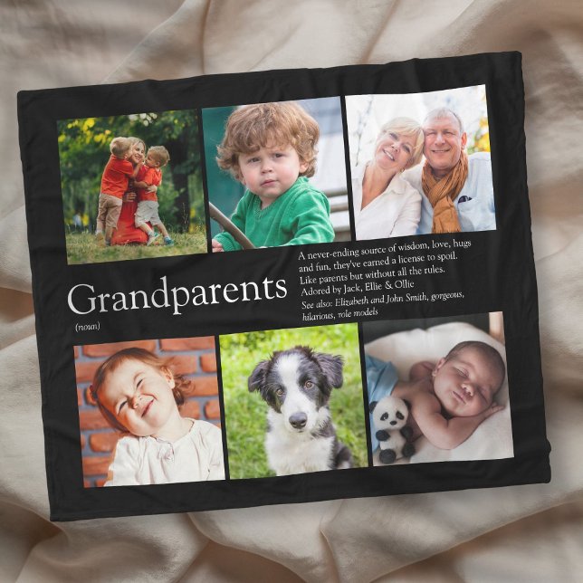Großeltern-Foto-Collage Fleecedecke (Grandparents Photo Collage Fleece Blanket)