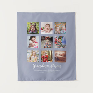 GROSSeltern-Foto-Collage-Geschenke - Staubblau Wandteppich