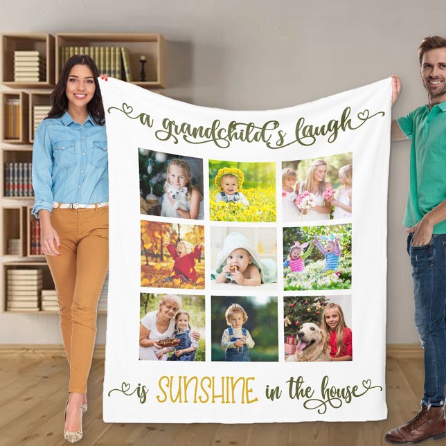 Großeltern-Foto Collage Grandchilds lachen Zitat Fleecedecke (Von Creator hochgeladen)