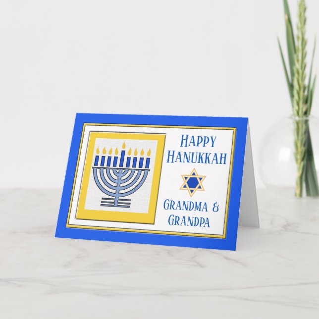 Großeltern Hanukkah Zeitgenössische Menorah Karte (Vorderseite)