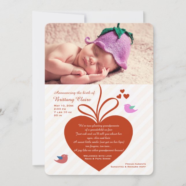 Großeltern Liebe Foto Geburtserklärung Ankündigung (Vorderseite)