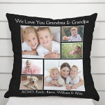 Großeltern Liebe Foto Personalisiert Black Kissen<br><div class="desc">Feiern Sie die besten Großeltern aller Zeiten mit diesem maßgeschneiderten, schwarzen Foto-Kopfkissen mit einer 6-Foto-Collage ihrer Enkel, Familienmitglieder, Haustiere, etc., "I Liebe You" oder "We Liebe You" und wie sie adressiert werden, z.B. "Oma & Opa", "Mama Mama & Pop Pop" usw. Sie können auch die Namen ihrer Enkel in eleganter...</div>