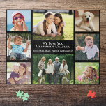 Großeltern Liebe Sie Personalisierte FotoCollage Puzzle<br><div class="desc">Geben Sie den besten Großeltern der Welt ein lustiges Puzzle für Foto-Collage, das sie schätzen und genießen werden. Sie können mit acht Fotos von Enkeln, Kindern, anderen Familienmitgliedern, Haustieren usw. personalisieren, den Ausdruck "I Liebe You" oder "We Liebe You" anpassen und ob sie "Oma & Opa", "Mommom & Poppop", "Abuela...</div>