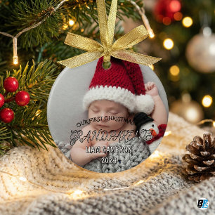 Großeltern mit Foto  Erstes Weihnachtsklassiker  Keramik Ornament