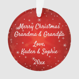 Großeltern Modern Red Snowflakes Weihnachten Ornament