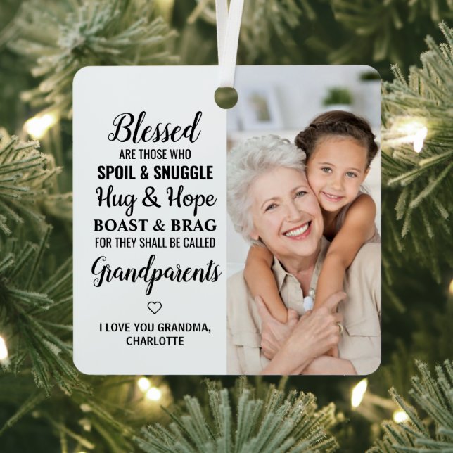 Großeltern Moderne Großmutter Opa 2 Foto Ornament Aus Metall (InSitu)