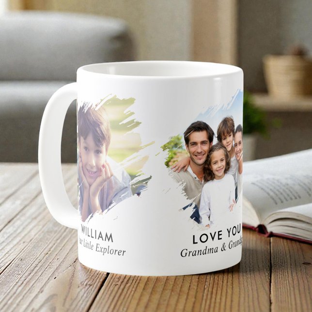 Großeltern Pinselstrich 3 Foto Kaffeetasse (Grandparents Brushstroke 3 Photo Coffee Mug)