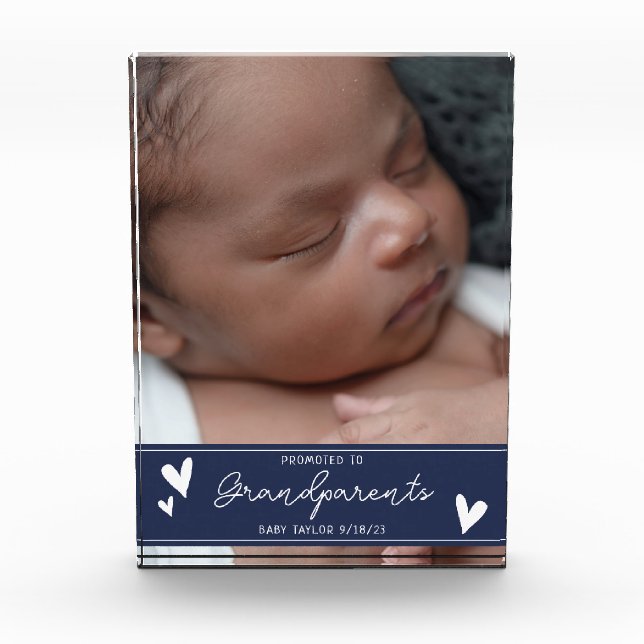 Großeltern propagierten neuen Baby Script Keepake Fotoblock (Vorderseite)