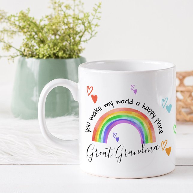 Großeltern Regenbogen und Herzen glücklicher Ort Kaffeetasse (Von Creator hochgeladen)