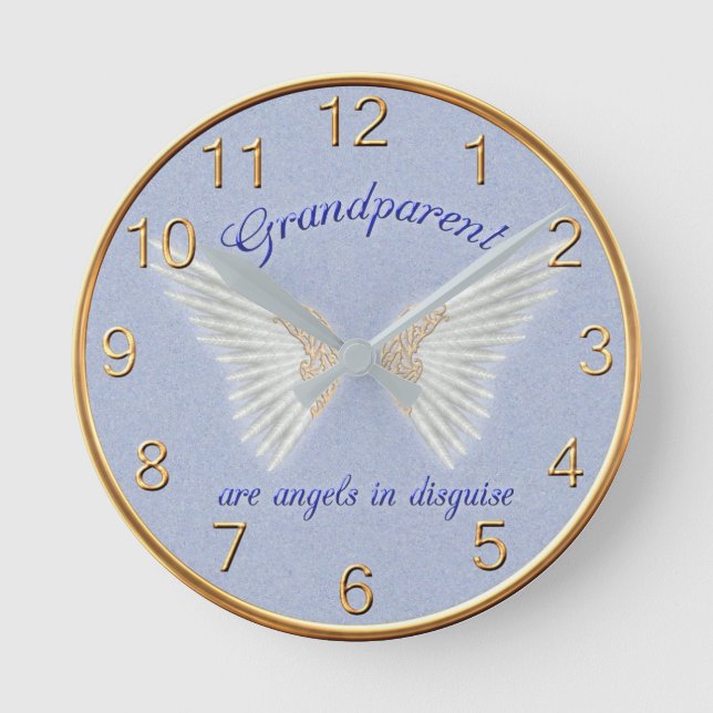 Großeltern sind Engelswall-Uhr Runde Wanduhr (Vorderseite)