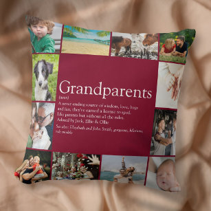 Großeltern Spaß Modernes Foto Collage Burgund Kissen