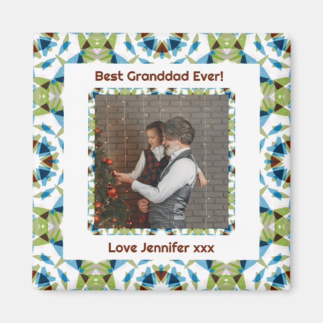 Großeltern Tag Bestes Granddad je grünes Foto Magnet (Vorne)