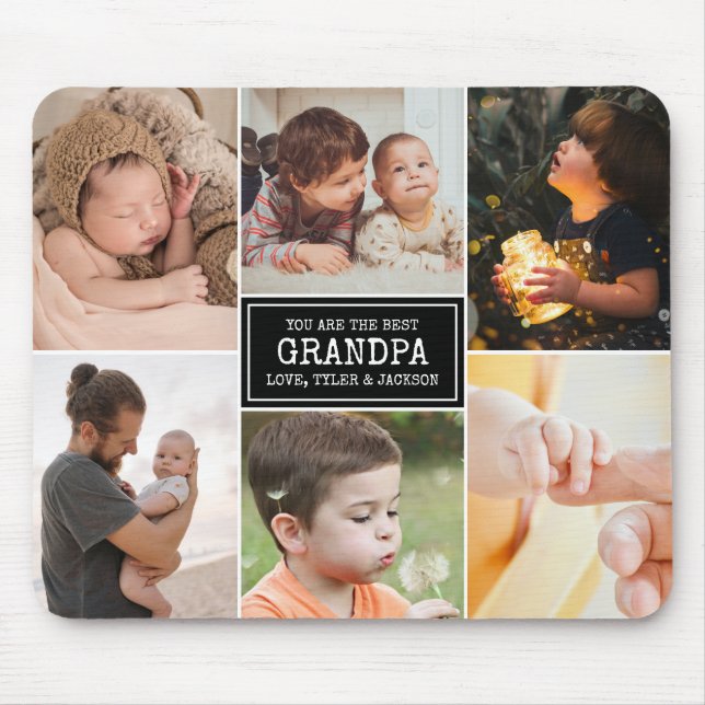 Großeltern Tag Opa Schwarz 3 FotoCollage Mousepad (Vorne)