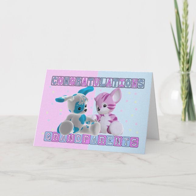Großeltern To Twins Gratulationen Karte (Vorderseite)