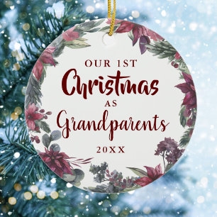 Großeltern Unsere erste Weihnachts-Blumen-Baby-Fot Keramik Ornament
