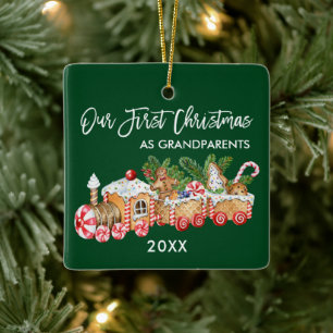Großeltern Unsere erste Weihnachts-Lebkuchenbahn Keramikornament