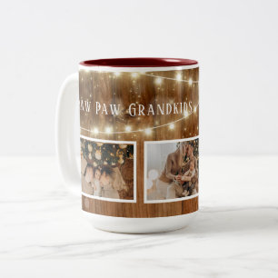 Großelternpaw Paw Grandkids Rustic Wood Zweifarbige Tasse