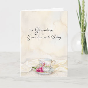 Großelterntag für Oma Pink Florale Teetasse Karte