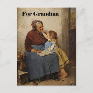 Großelterntag Oma Enkelin Malerei Postkarte