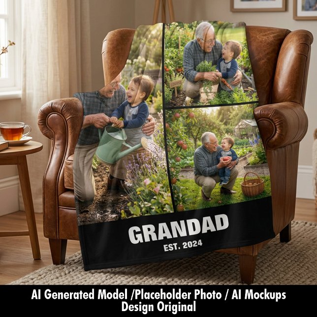 Großelterntag Opa Foto Decke Geschenk (Grandparents Day Grandad Photo Blanket Gift)