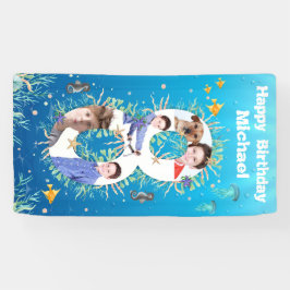 Grosser 8. Geburtstag unter dem Meer FotoCollage Banner