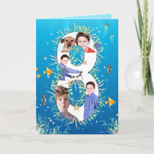 Grosser 8. Geburtstag unter dem Meer FotoCollage Karte