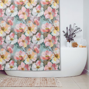 Großer abstrakter rosa Blumenprint Duschvorhang