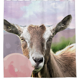 Größer als Life Toggenburg Ziege mit Bubblegum Duschvorhang