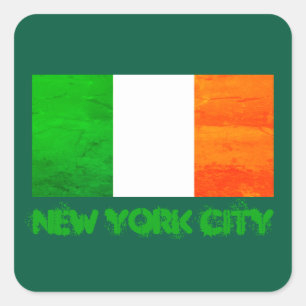 Großer Apfel, irische Wurzeln - Irische Flagge NYC Quadratischer Aufkleber