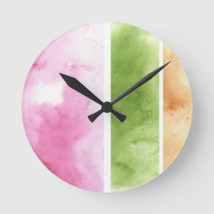 großer Aquarellhintergrund - Aquarellfarben 6 Runde Wanduhr