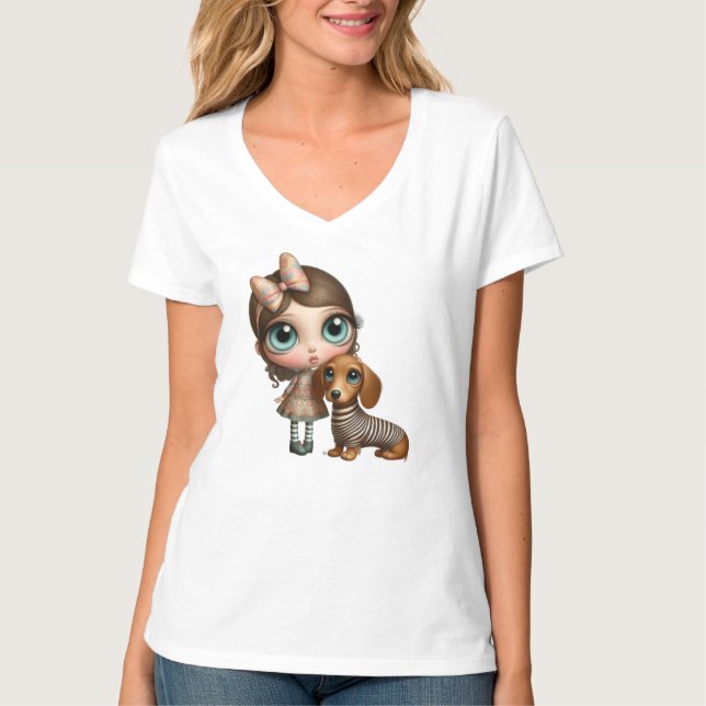 Großer Auge Dachshund T-Shirt (Vorderseite)
