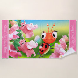 Großer Badetuch Marienkäfer-Blumengarten