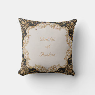 Großer Barock Gold Glitter Schwarz Luxus Hochzeit Kissen