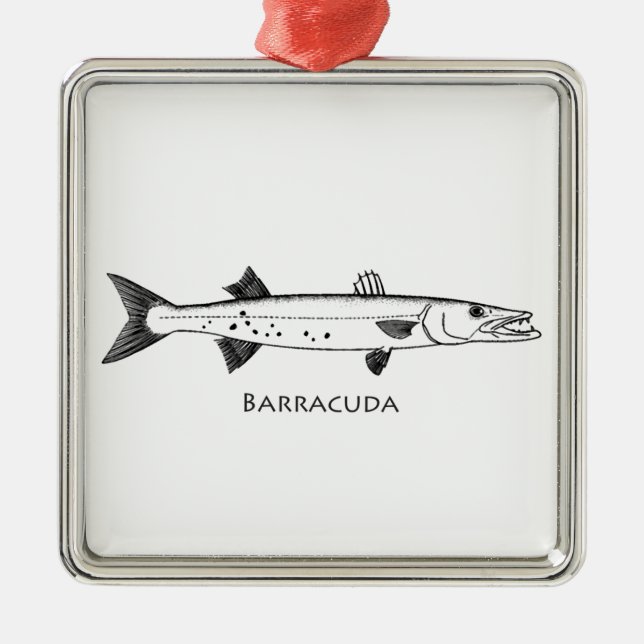 Großer Barracuda-Logo Silbernes Ornament (Vorne)