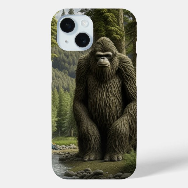 Grosser Bigfoot sitzend im Wald Case-Mate iPhone Hülle (Rückseite)